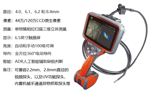 單物鏡相位掃描三維立體測量工業內窺鏡的技術參數